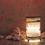 Photo Tiffany butterfly flower colored glass table lamp for bedroom