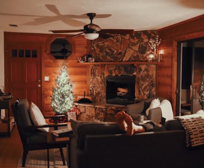 Photo Christmas living room floor lamp